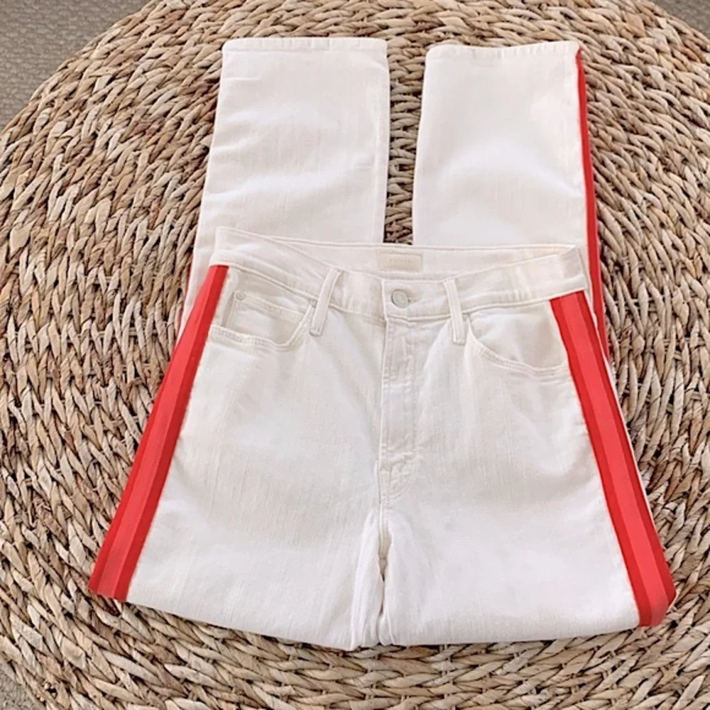 Mother Mid Rise Dazzler Whipping The Cream Pink Racer Crop